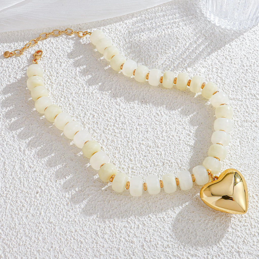 Collier plastron à perles en résine épaisses – Style moderne et minimaliste