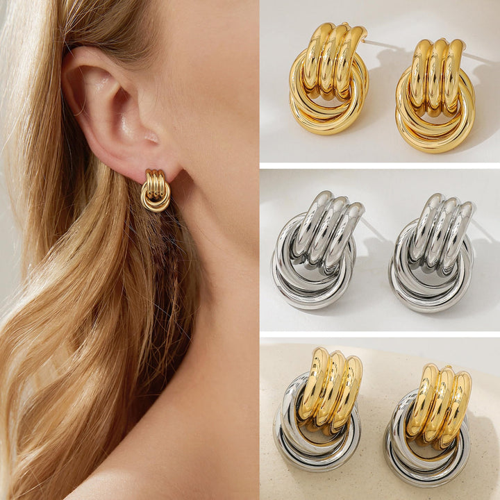 SHERLOVE Trendy Gold Plated Knot Earrings for Women Chunky Statement Drop Dangle Earrings Lightweight Hypoallergenic Fashion Accessories Gold Jewelry Gifts for Womens