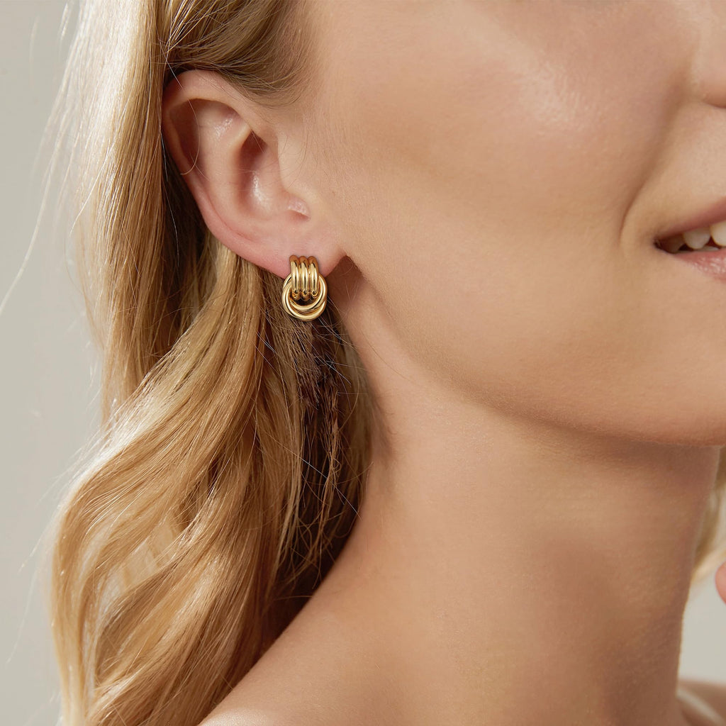 Boucles d'oreilles pendantes nœud doré – Pendantes massives hypoallergéniques