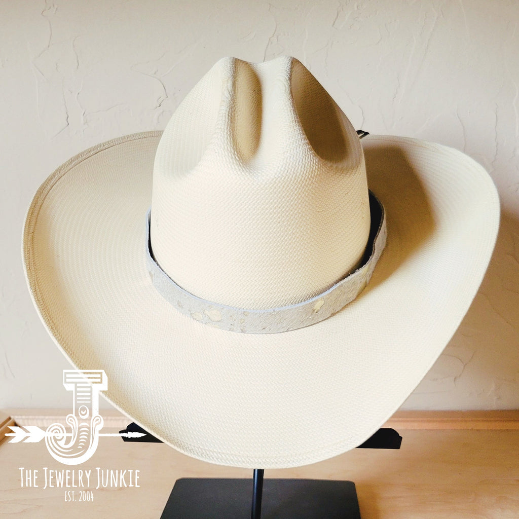 **Silver Metallic Leather Hat Band Only 984a