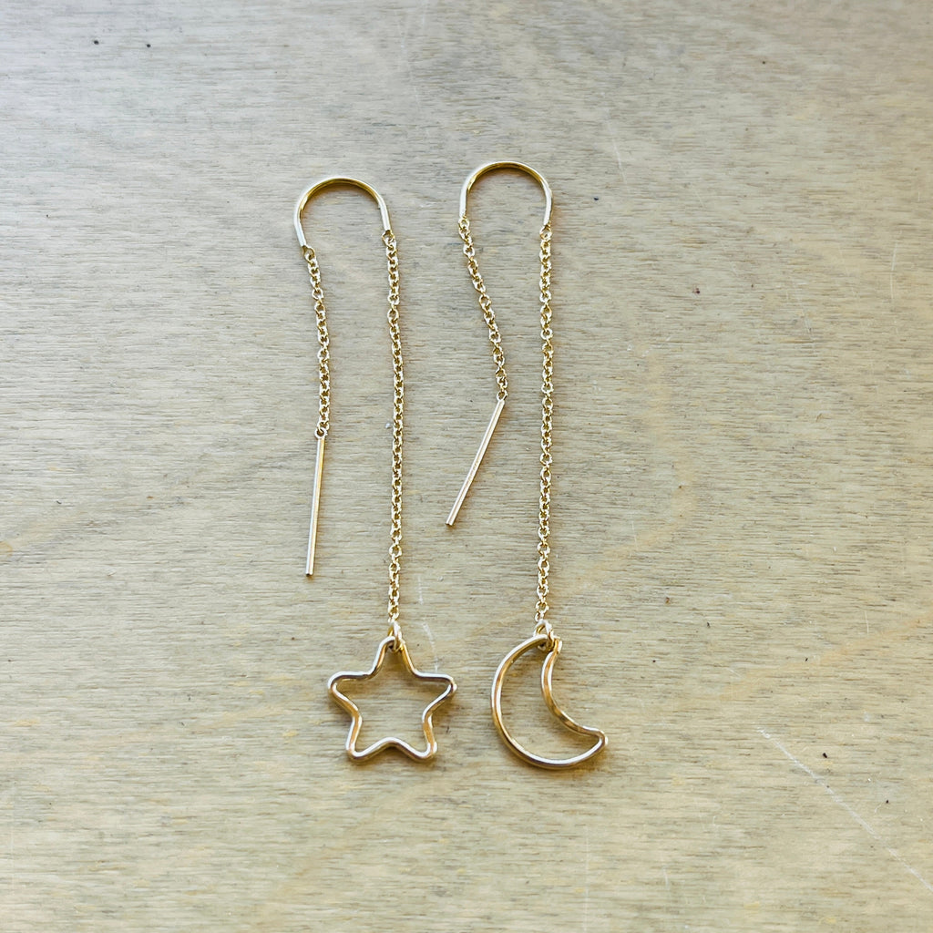 STAR & LUNA MOON THREADER EARRINGS