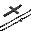 Titanium steel cross necklace with bold unisex pendant layered over sweater