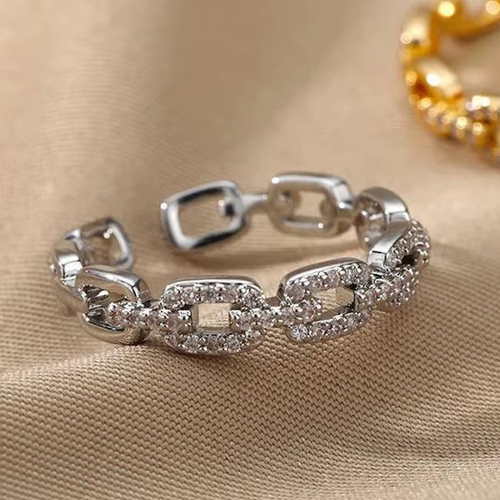 EverTwist™ Geometric Zircon Open Ring – Timeless Sparkle, Modern Love