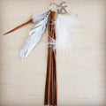 Boho Western Leather Boot Bling Cognac Suede Silver Feather 500t