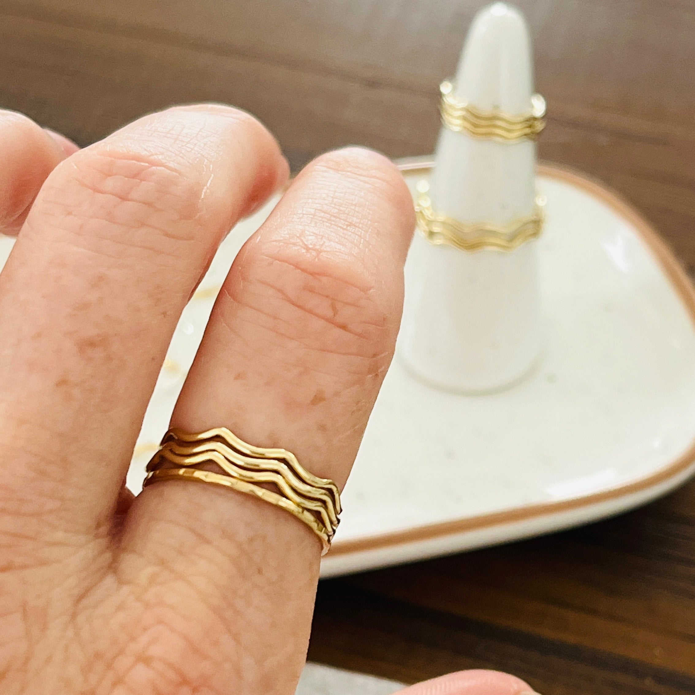 14k gold filled or sterling silver WAVE STACKING RING
