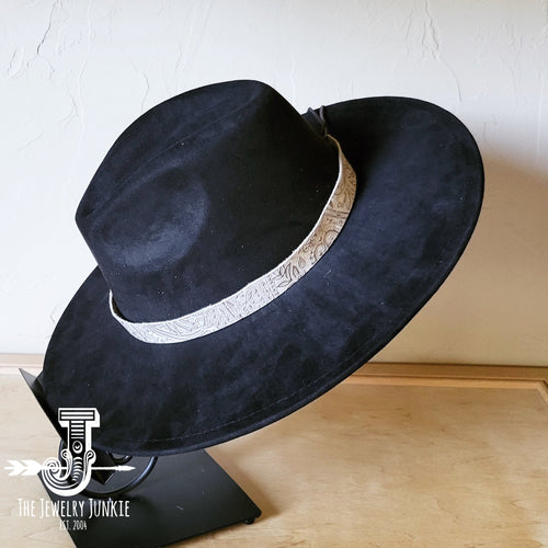 **Bandeau de chapeau en cuir gaufré Turquoise motif cachemire Oyster (950n)