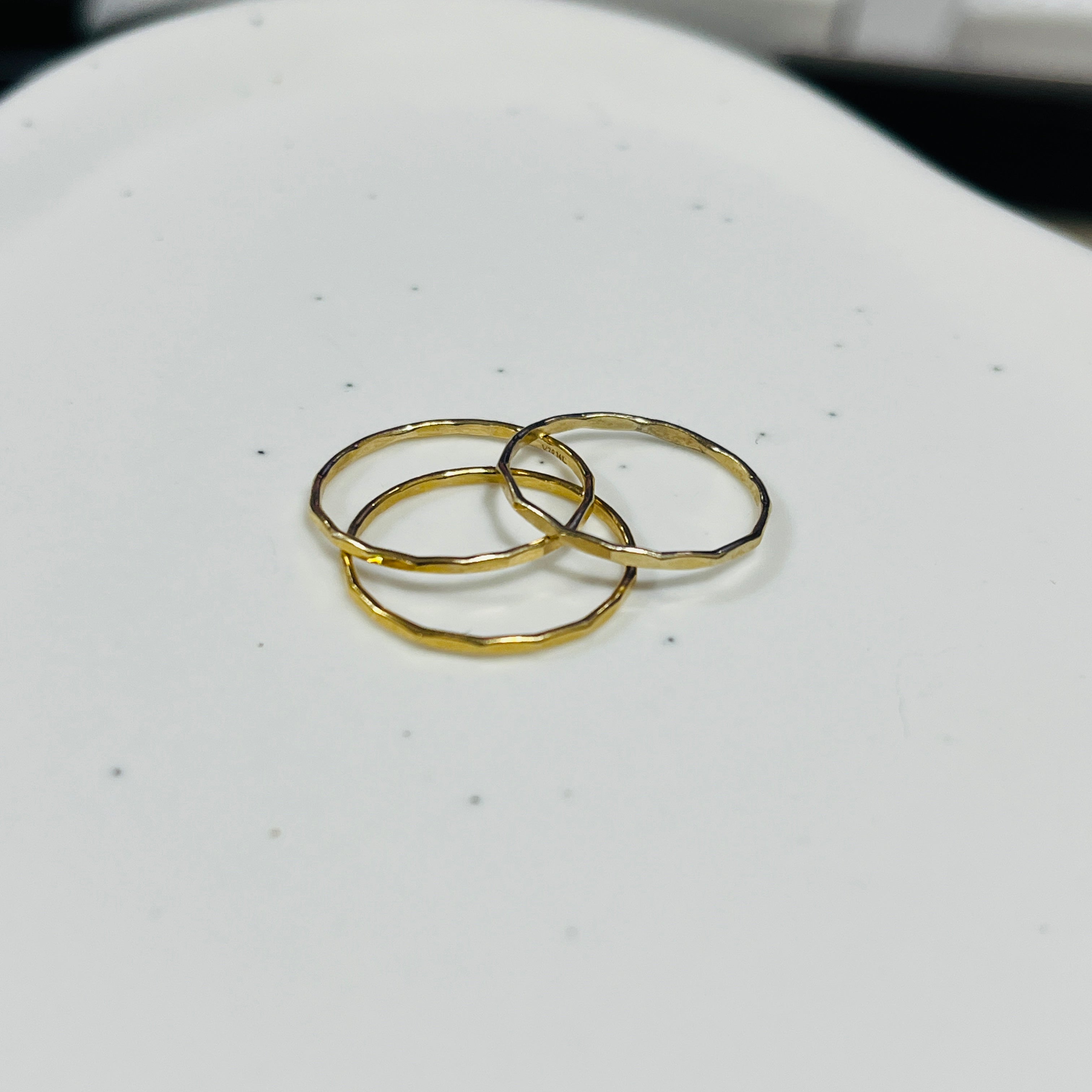 14k gold filled or sterling silver HAMMERED STACKING RING SET