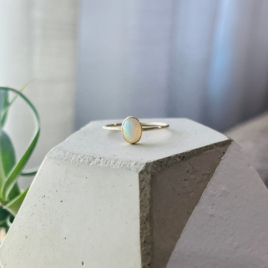 14k gold filled LARGE OVAL ETHIOPIAN OPAL GEMSTONE RING