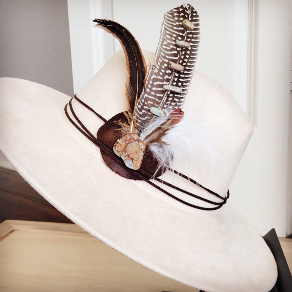 Aqua Terra Accent Turkey Feather & Leather Hat Band Only 954s