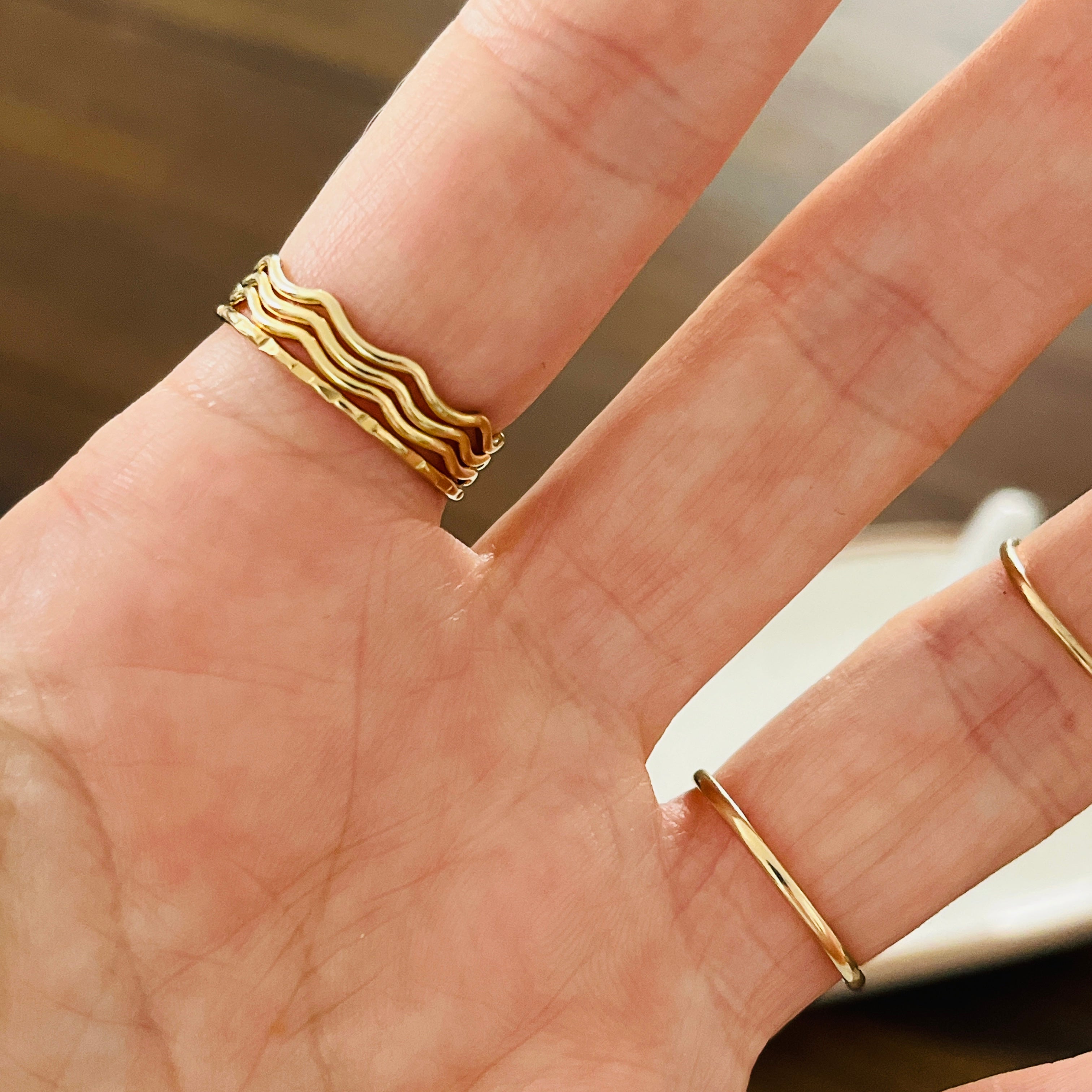 14k gold filled or sterling silver FACETED STACKING RING