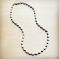 **White Turquoise & Wood Melon Beaded Necklace 258p