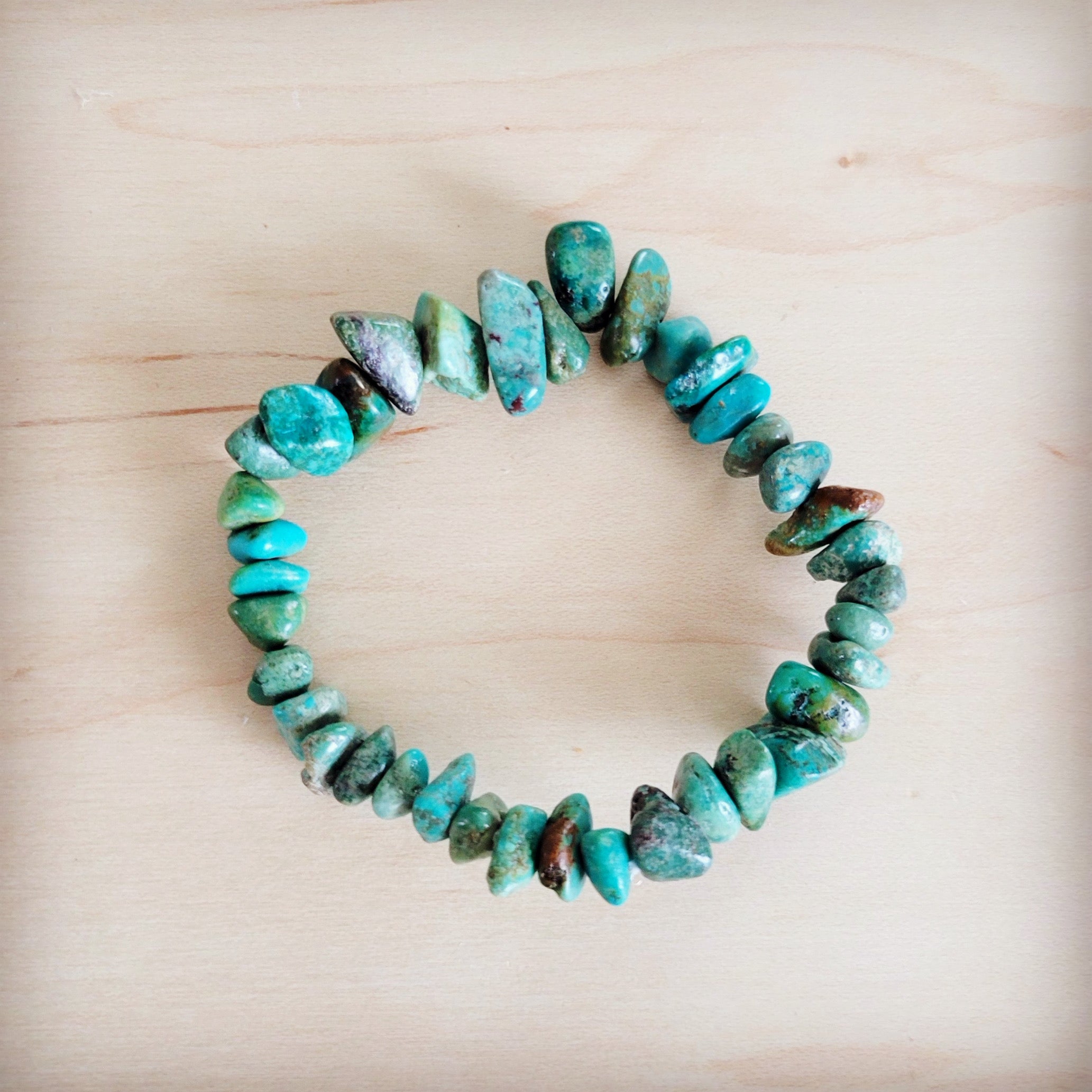Chunky Genuine Natural Turquoise Beaded Bracelet 802b