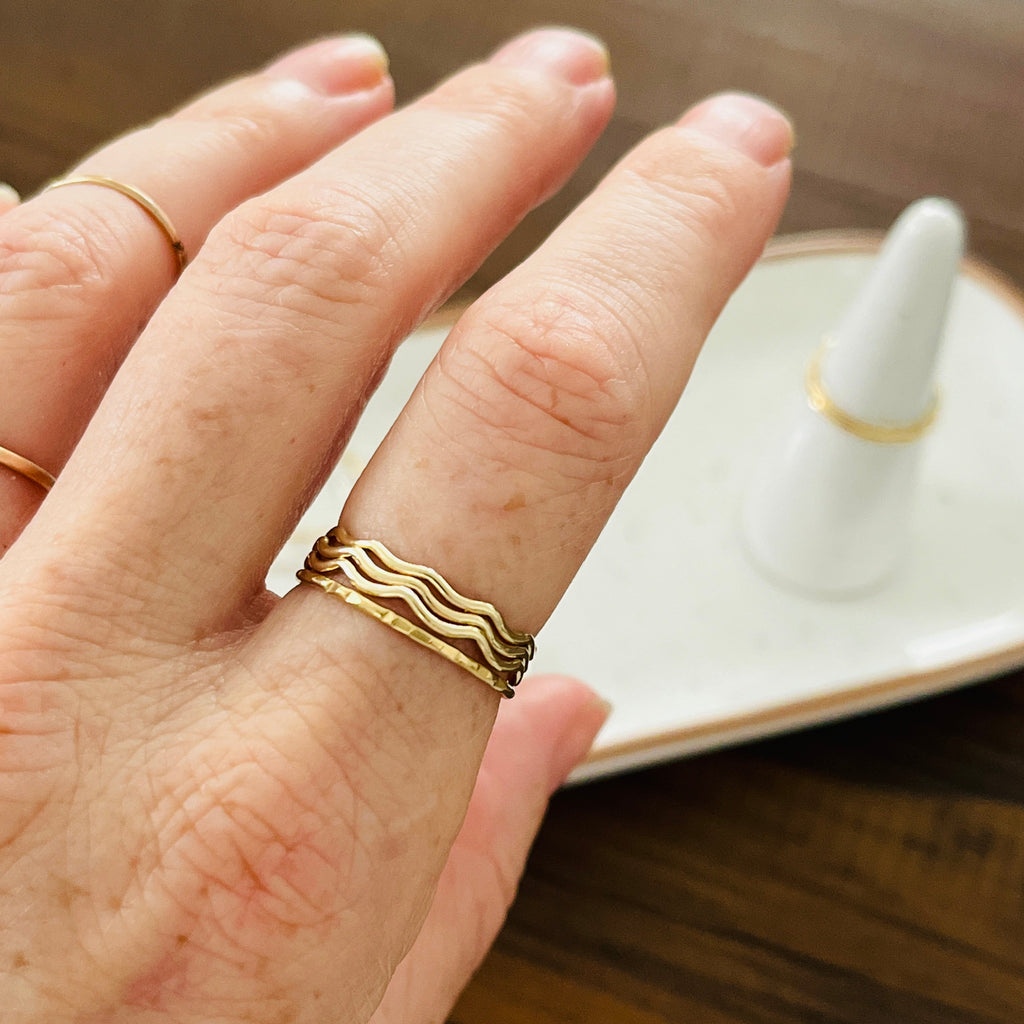 14k gold filled or sterling silver FACETED STACKING RING