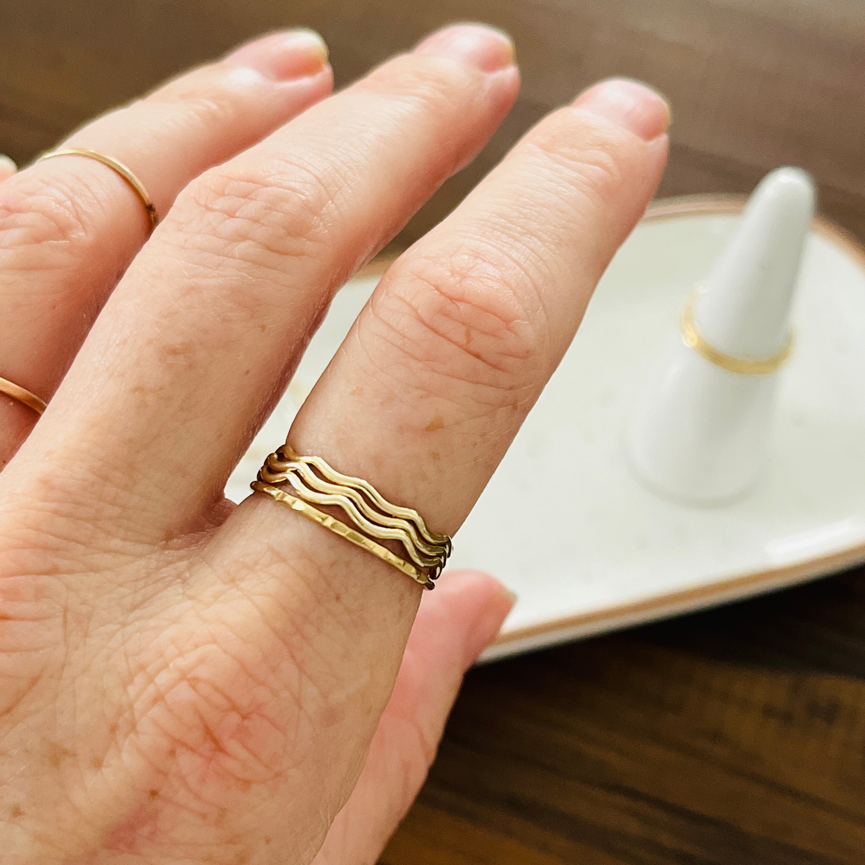 14k gold filled or sterling silver FACETED STACKING RING