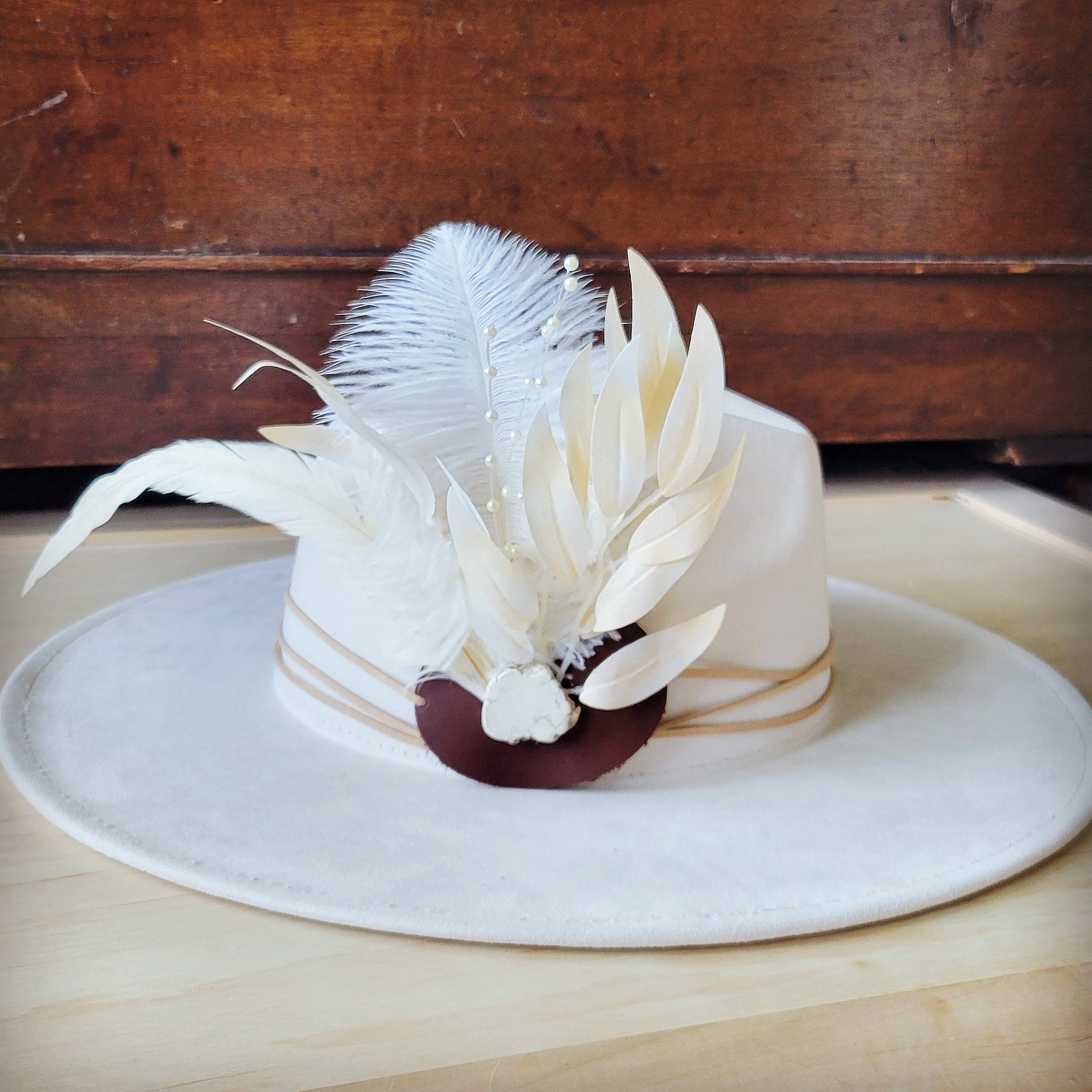 Boho Western Wedding Floral Bridal Hat Band Only w/ White Turquoise 987h