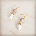 Frosted Sunstone & White Turquoise Drop Earrings 200ba