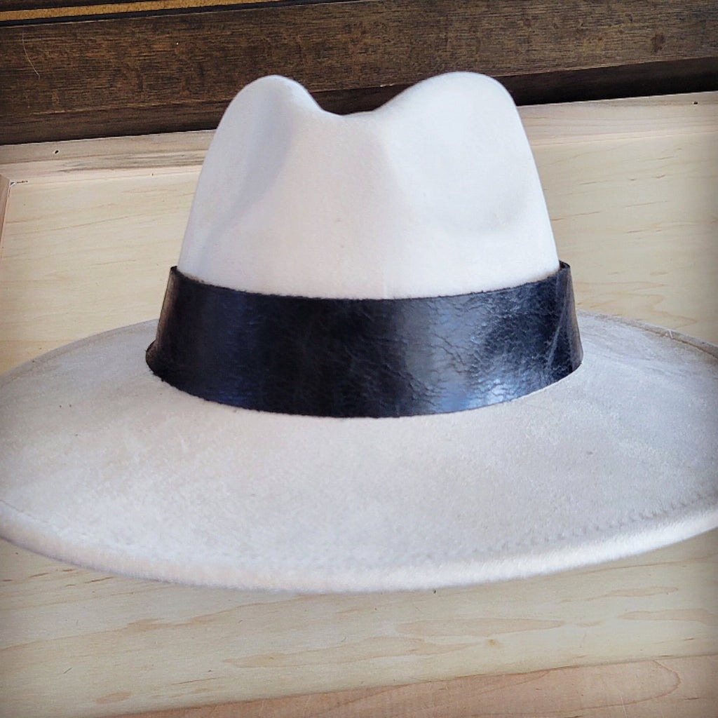Wide Genuine Leather Black Hat Band Only 953y