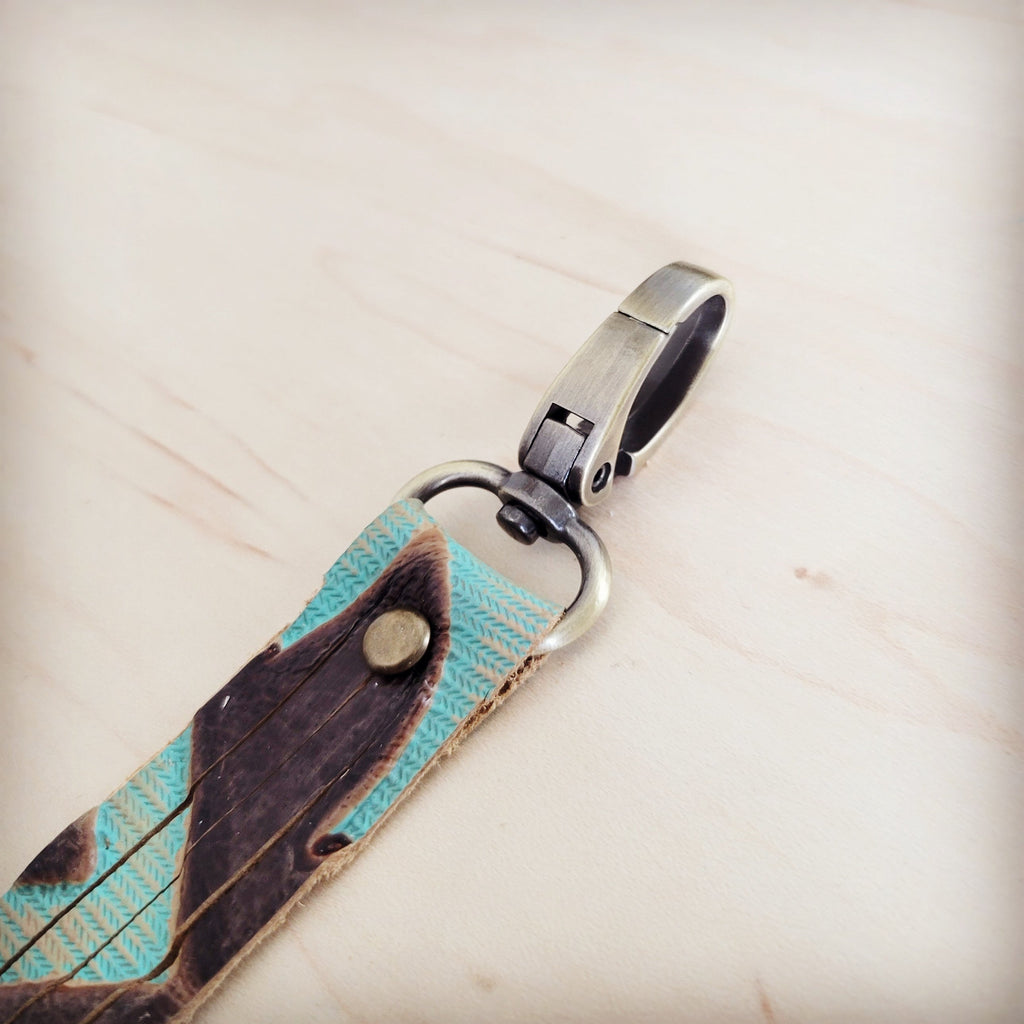 Turquoise Laredo Genuine Leather Key Clain/ Purse Clip 703p