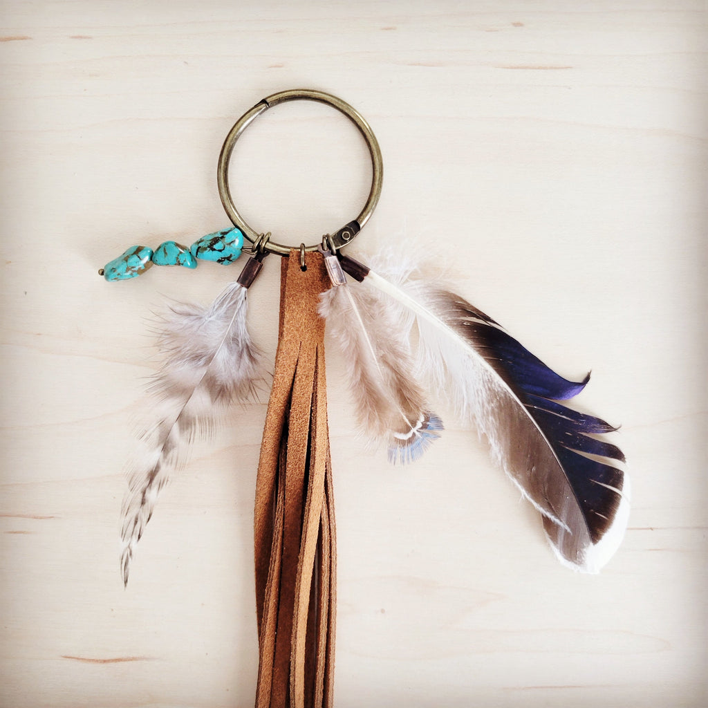 Boho Western Boot Bling Charm with Leather Fringe 500a