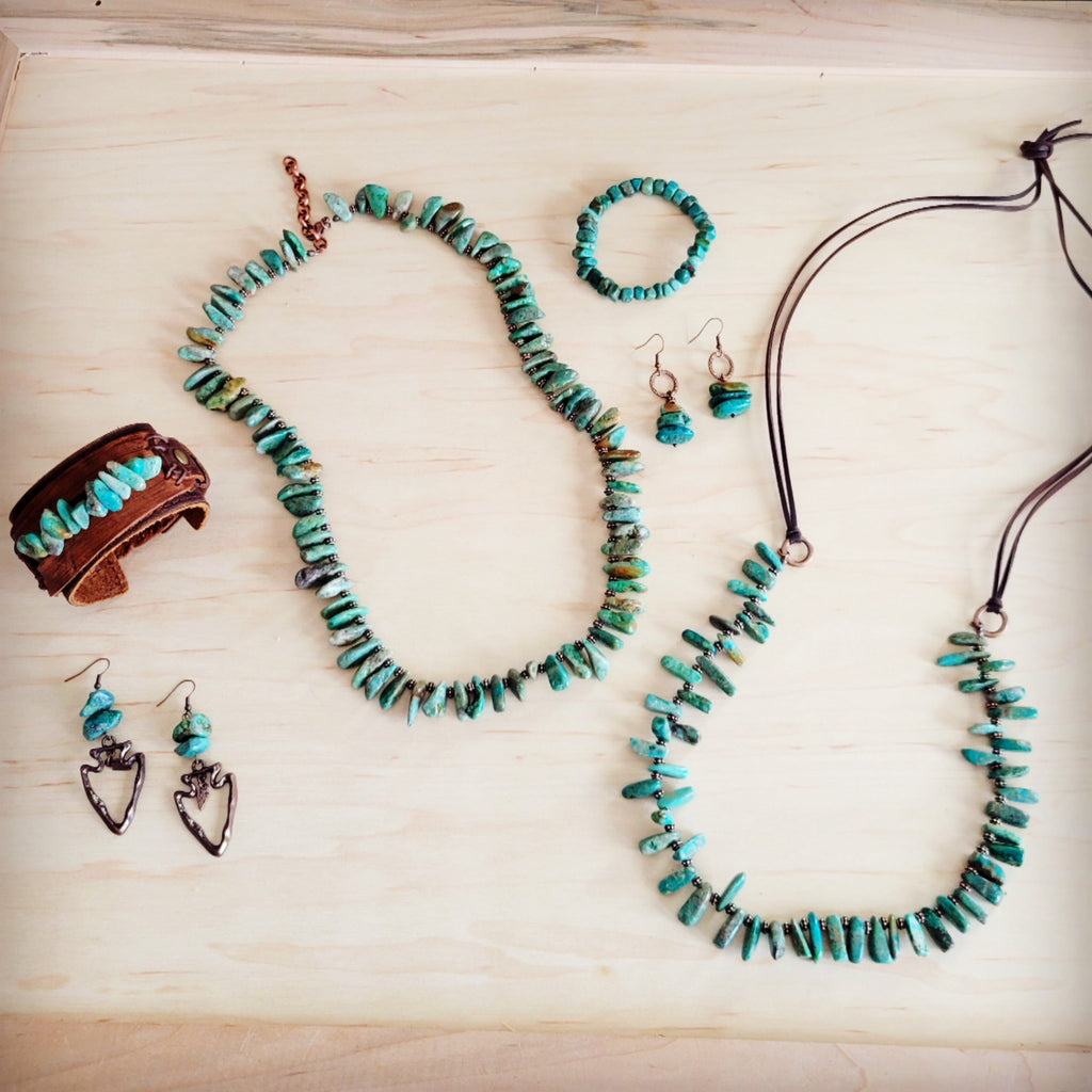 Natural Turquoise Stacked Stone Necklace Matinee Length 263f