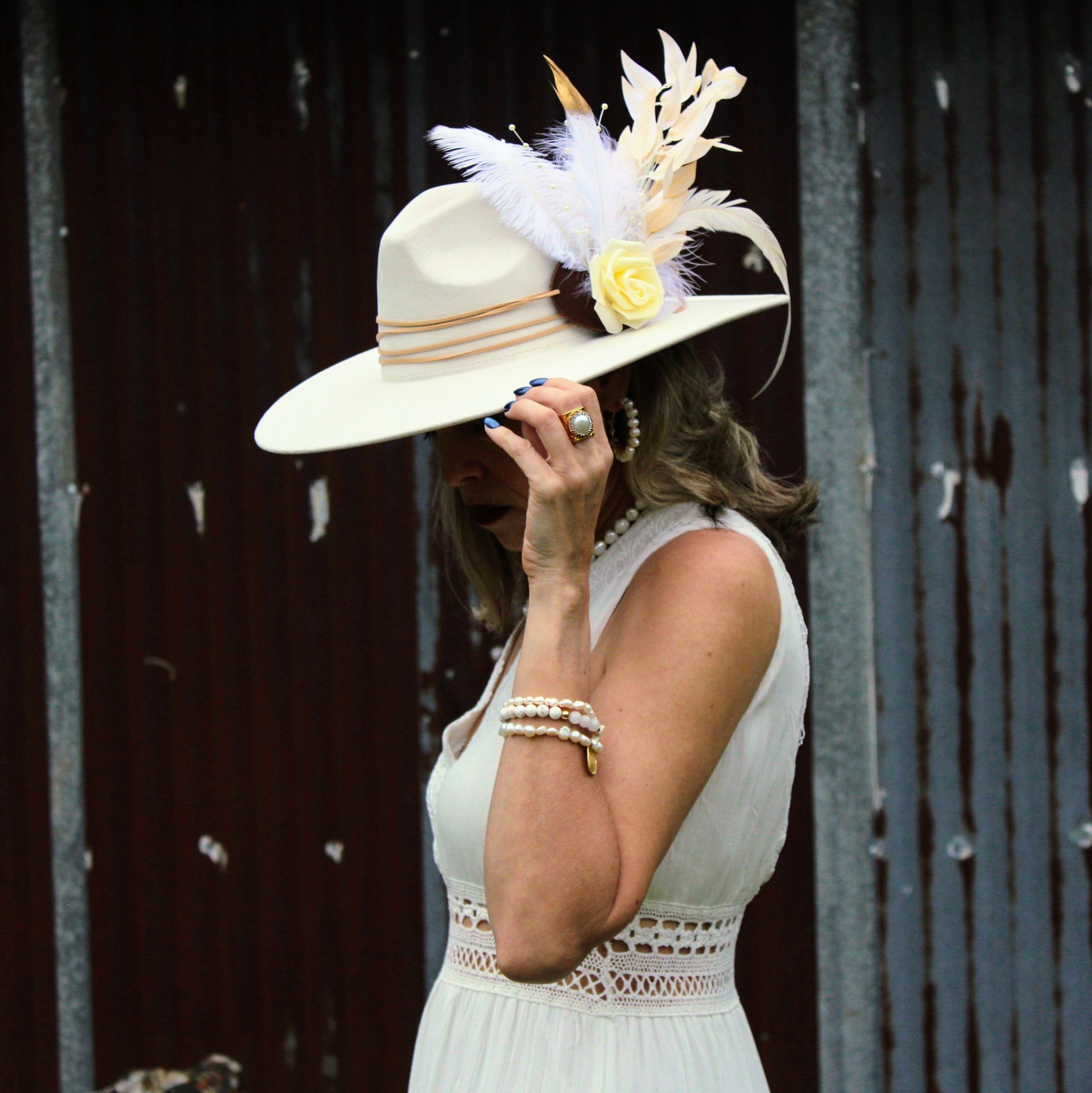 Boho Western Wedding Floral Bridal Hat Band Only 984v