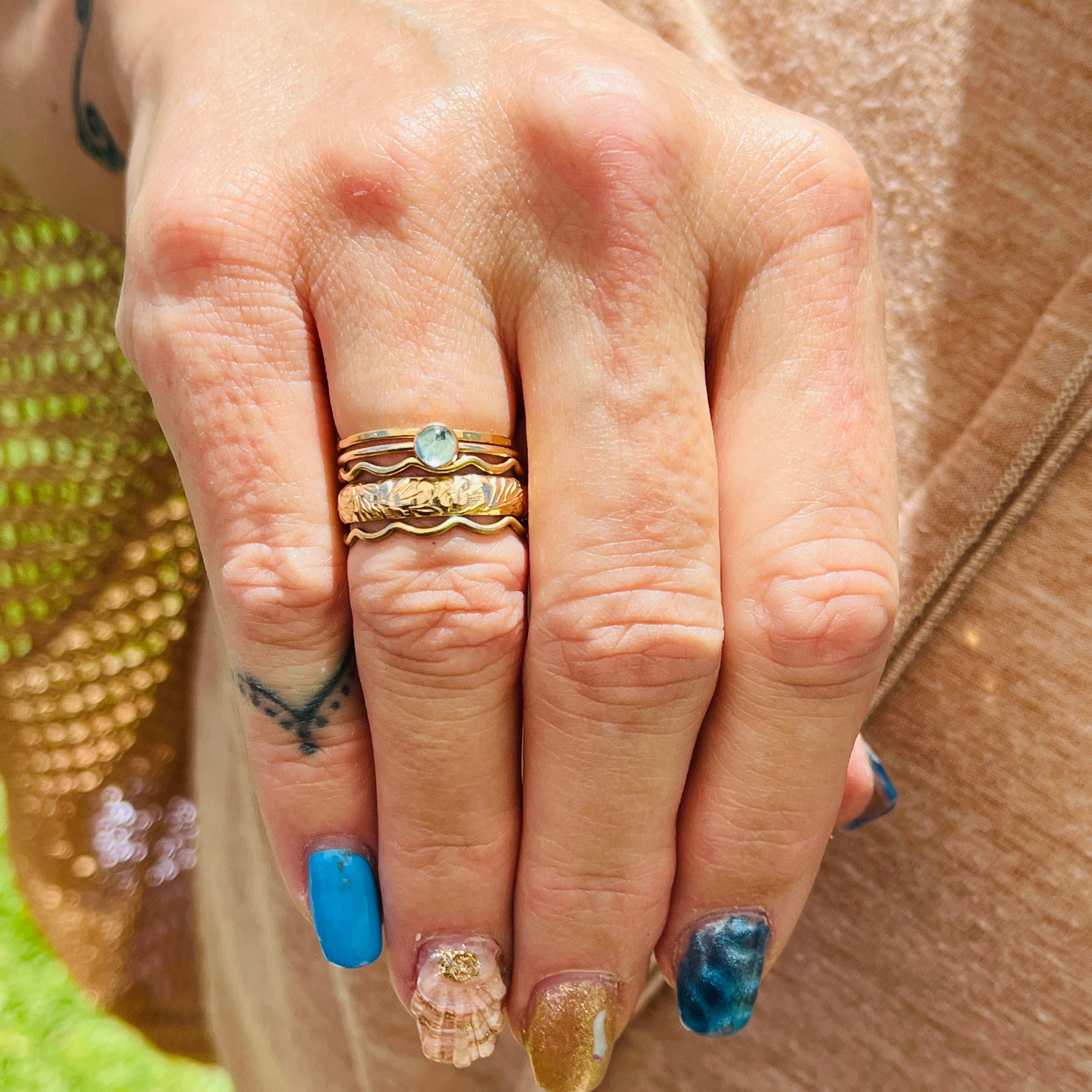 14k gold filled or sterling silver WAVE STACKING RING
