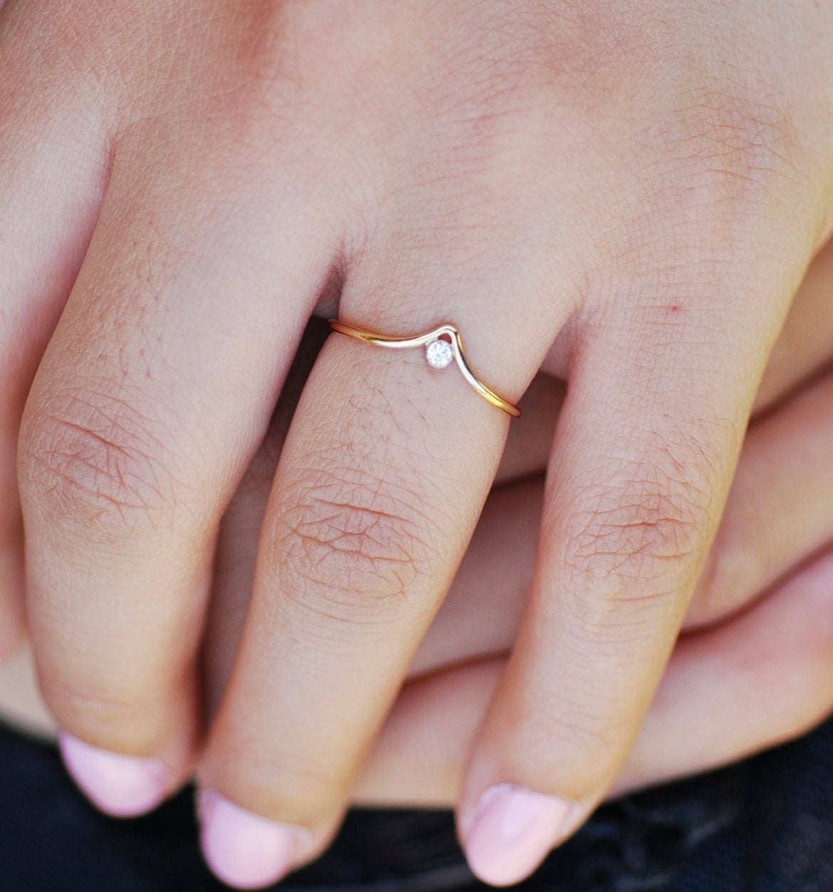 14k gold filled V CUBIC ZIRCONIA DIAMOND RING