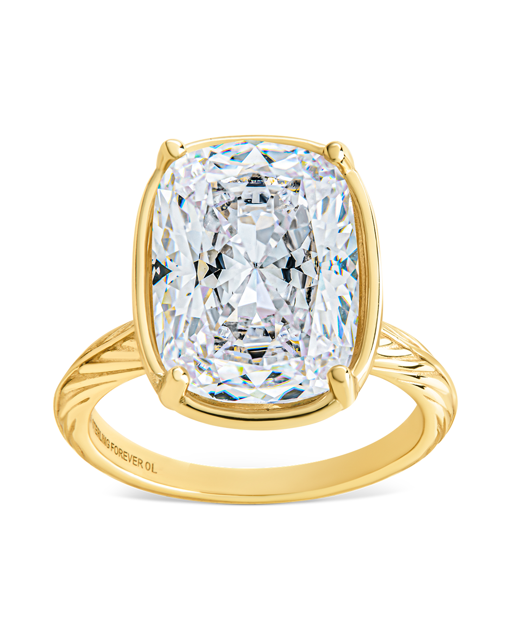 Bague cocktail en argent sterling taille coussin – Bague d'apparat en oxyde de zirconium