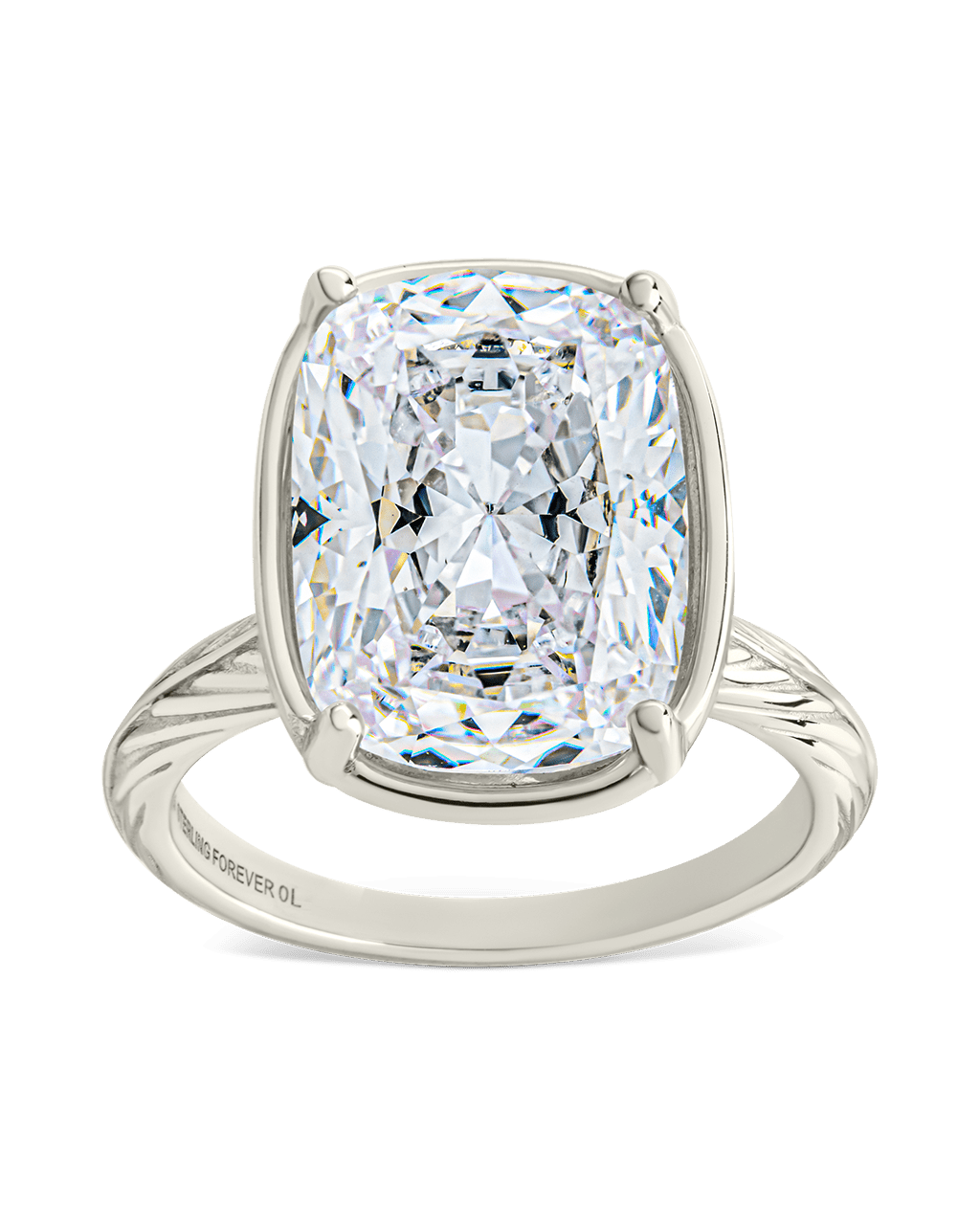 Bague cocktail en argent sterling taille coussin – Bague d'apparat en oxyde de zirconium