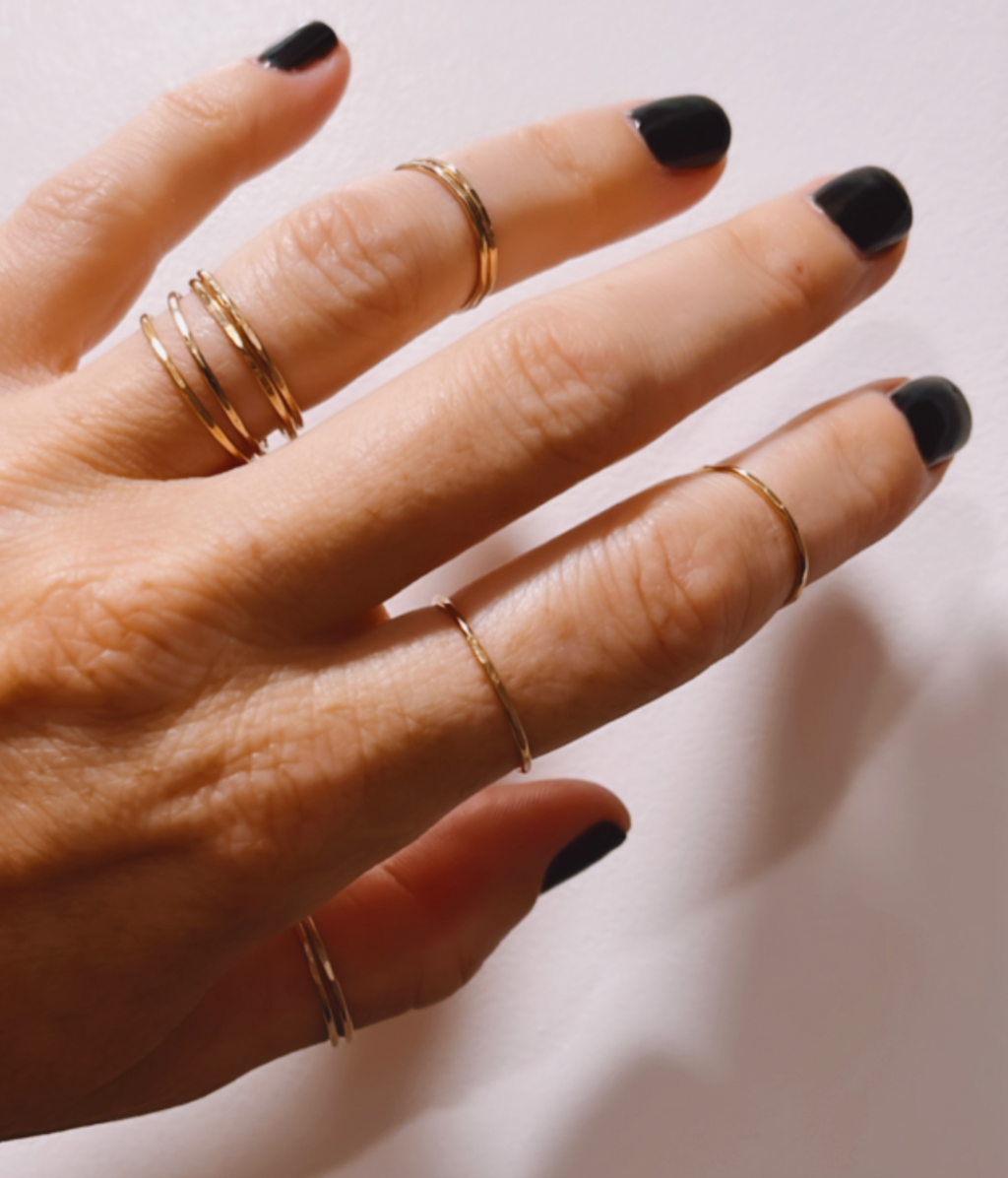 14k gold filled or sterling silver HAMMERED STACKING RING