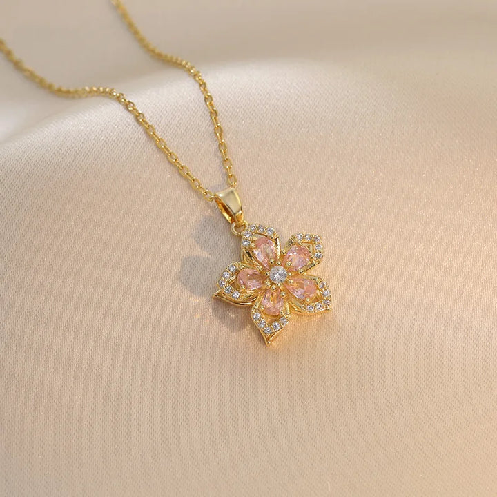 Eternal Bloom Rotatable Flower Necklace – Romance in Every Turn