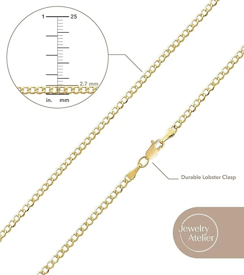 14K gold filled Miami Cuban link chain necklace in various widths for men and women
