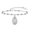 Divine Grace Rosary Bracelet gold-plated with Virgin Mary medallion and cross charm on wrist