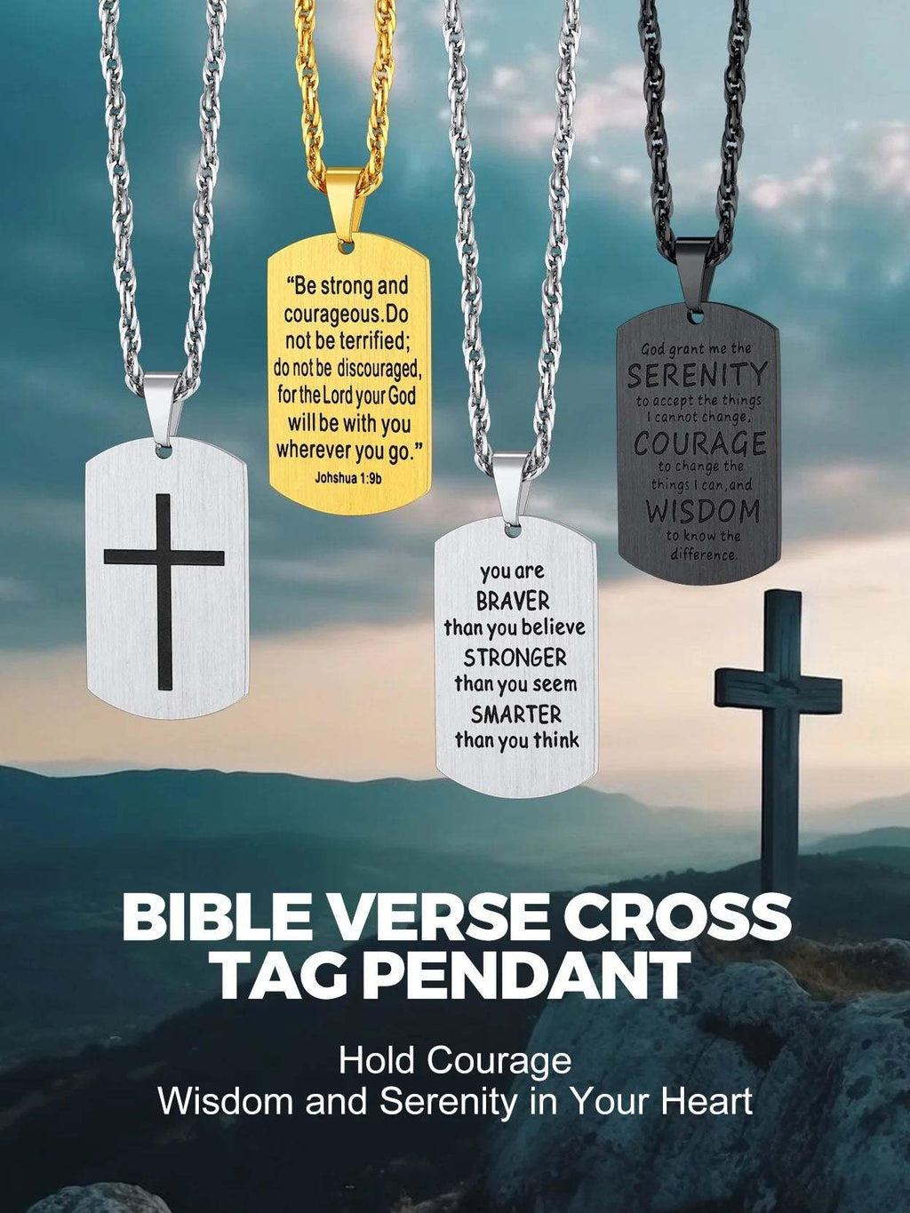 Cross Necklace for Men Stainless Steel Dog Tag Stylish Gift