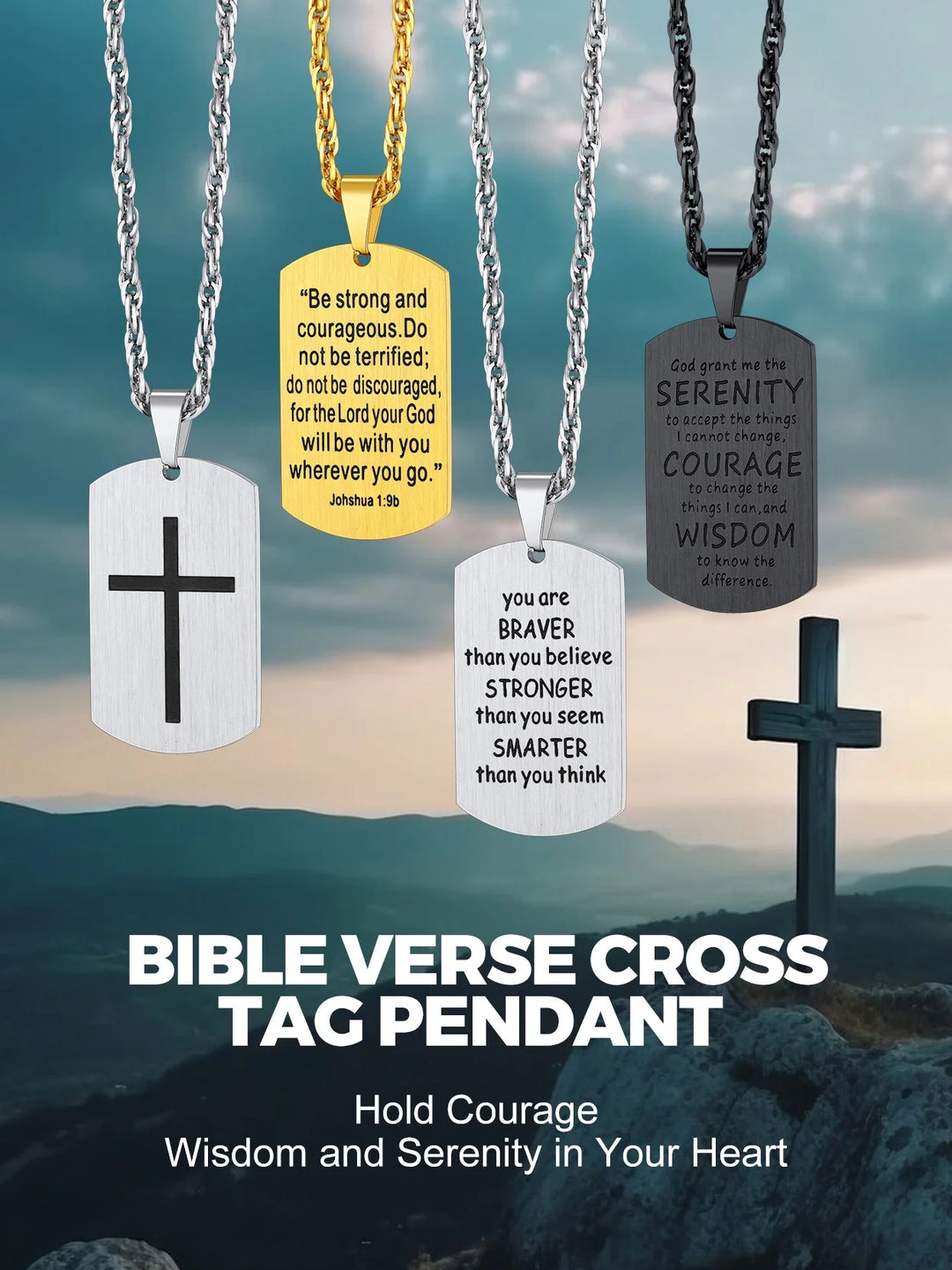 Cross Necklace for Men Stainless Steel Dog Tag Stylish Gift
