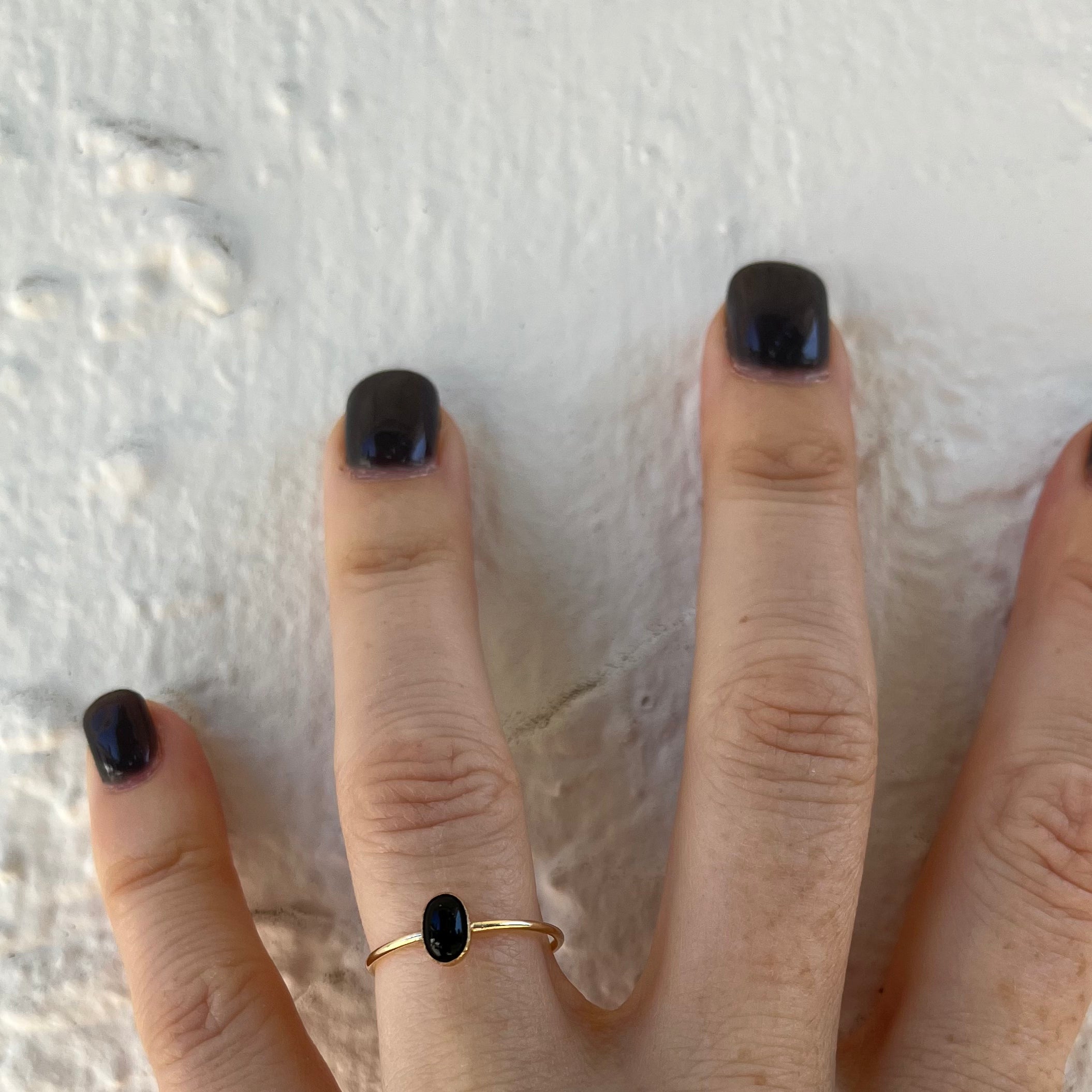 14k gold filled OVAL ONYX GEMSTONE RING