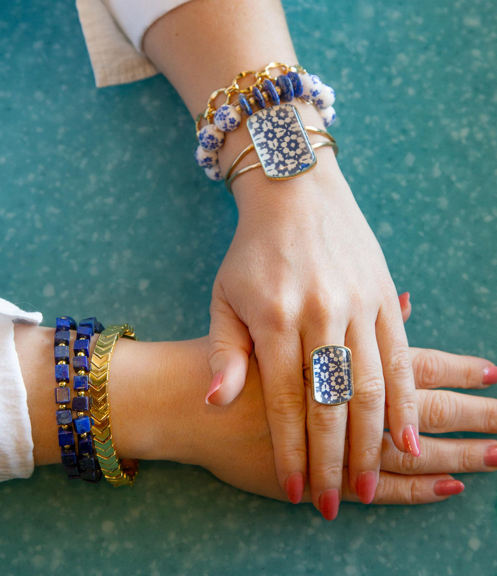 Santorini Cobalt Blue Lapis and Golden Bracelet