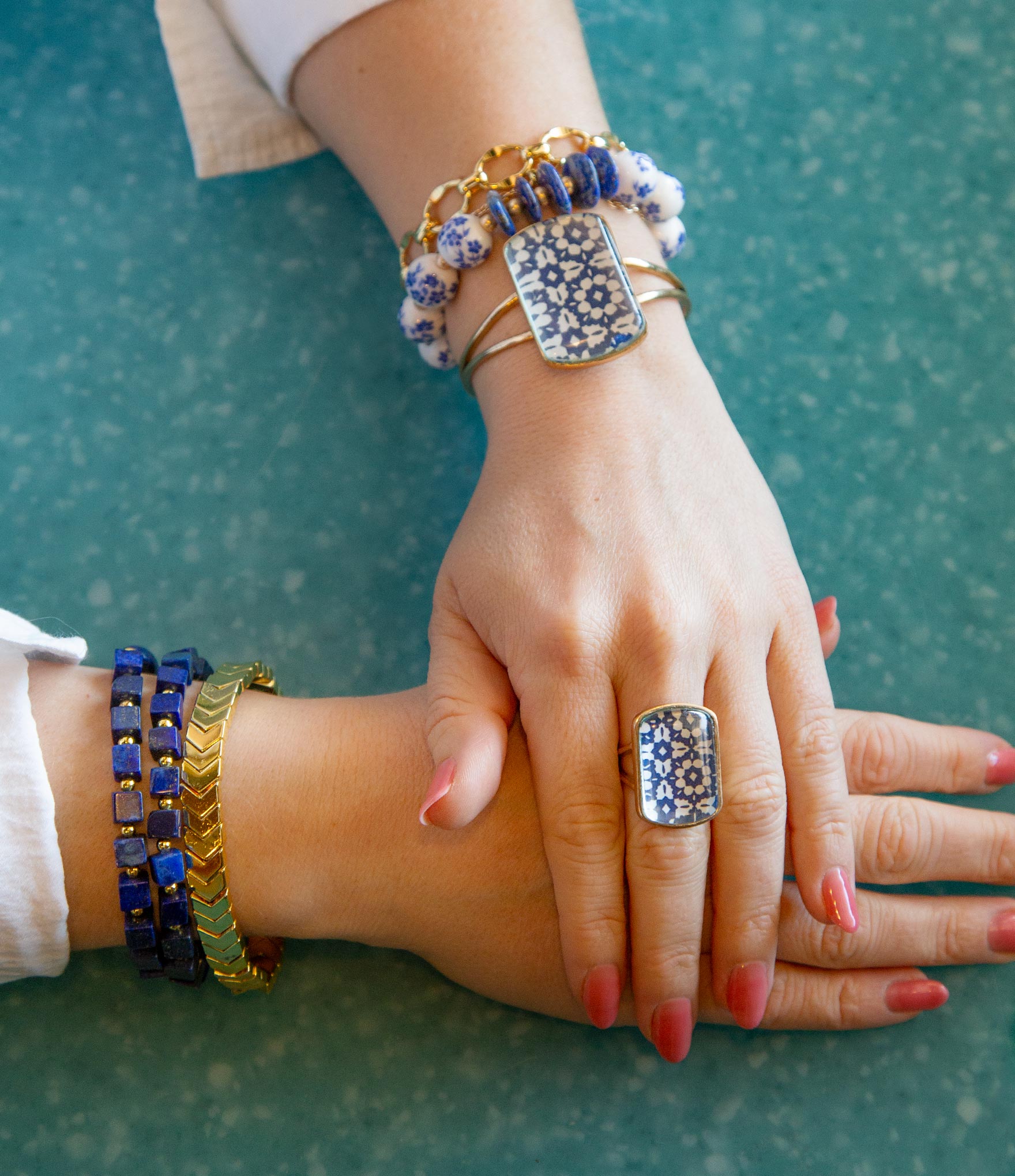 Santorini Cobalt Blue Lapis and Golden Bracelet